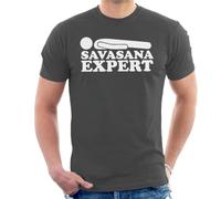 All+Every Savasana Expert Yoga Slogan Men's T-Shirt Charcoal