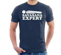 All+Every Savasana Expert Yoga Slogan Men's T-Shirt Navy Blue