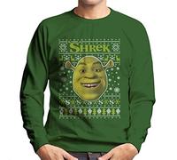 All+Every Shrek Christmas Festive Snowflakes Men's Sweatshirt Bottle Green