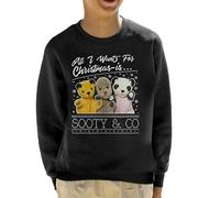 All+Every Sooty Christmas All I Want for Christmas is Sooty and Co Kid's Sweatshirt Black