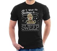 All+Every Sooty Christmas All I Want for Christmas is Sweep Men's T-Shirt Black