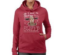 All+Every Sooty Christmas All I Want for Christmas is Sweep Women's Hooded Sweatshirt Cherry Red