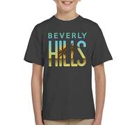 All+Every Sunset Text Beverly Hills Kid's T-Shirt Charcoal