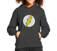 All+Every The Flash Lightning Bolt Logo Kid's Hooded Sweatshirt Charcoal