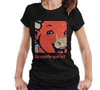 All+Every The Laughing Cow La Vache Qui Rit Close Up Women's T-Shirt Black