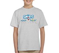 All+Every The Smurfs Jumping Logo Papa Smurf Kid's T-Shirt Heather Grey