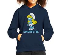 All+Every The Smurfs Smurfette Kid's Hooded Sweatshirt Navy Blue