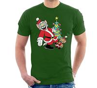 All+Every Tom and Jerry Christmas Festive Tree Men's T-Shirt Bottle Green