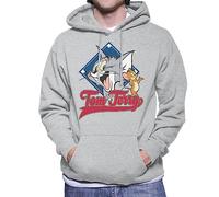 All+Every Tom and Jerry Classic Baseball Field Logo Men's Hooded Sweatshirt Heather Grey