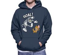 All+Every Tom and Jerry Football Goal Men's Hooded Sweatshirt Navy Blue