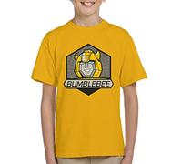 All+Every Transformers Bumblebee Retro Face Badge Kid's T-Shirt Gold