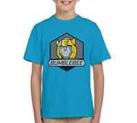 All+Every Transformers Bumblebee Retro Face Badge Kid's T-Shirt Sapphire
