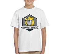 All+Every Transformers Bumblebee Retro Face Badge Kid's T-Shirt White