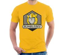 All+Every Transformers Bumblebee Retro Face Badge Men's T-Shirt Gold