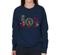 All+Every Trolls Christmas Wreath Joy Women's Sweatshirt Navy Blue