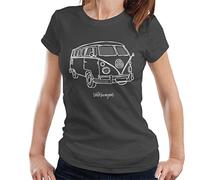 All+Every Volkswagen Camper Doodle Women's T-Shirt Charcoal