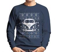 All+Every Volkswagen Type 2 Camper Christmas Knit Men's Sweatshirt Navy Blue