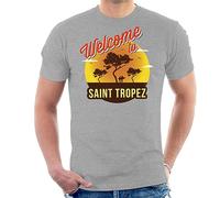 All+Every Welcome to Saint Tropez Retro Men's T-Shirt Heather Grey