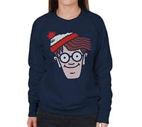 All+Every Where's Wally Character Head Women's Sweatshirt Navy Blue