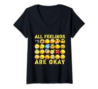 All Feelings Are Okay Ok Important Mental Health Awareness V-Neck T-Shirt