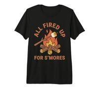All Fired Up for Smores Retro Campfire Camping Graphic Premium T-Shirt