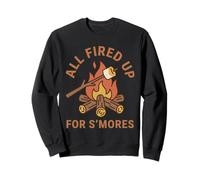 All Fired Up For Smores Retro Campfire Camping Graphic Sweatshirt
