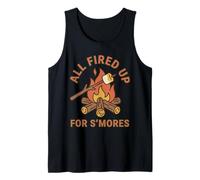 All Fired Up for Smores Retro Campfire Camping Graphic Tank Top