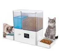 ALL FOR PAWS 2-In-1 Timed Automatic Cat Feeder and Water Dispenser, 36Cups/8.5L for Dry Food, Large Capacity Cat Food Dispenser with Stainless Steel Bowls and 3.5L Gravity Water Fountain for Pets