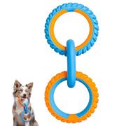 ALL FOR PAWS 3-Ring Tug & Chew Dog Toy, Interactive Rubber Ring Toy for Puppies, Medium & Large Breeds, Outdoor Tug Play, Blue/Yellow