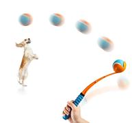 ALL FOR PAWS 49CM Dog Ball Launcher Hands Free Ball Thrower with a 2.5inch Tennis ball, Dog Fetch Toy Equipped with a Tennis Racket-Style Handle Grip