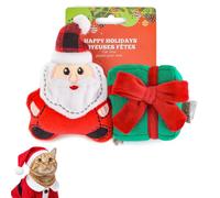 ALL FOR PAWS Cat Christmas Toys, Catnip Toys with Crinkle Sound, Ideal for Cats, Perfect for Play and Entertainment, 2-Pack Plush Holiday Cat Toys, Cat Santa Claus & Gift Bag