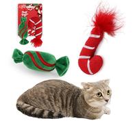 ALL FOR PAWS Cat Enticing Cat Christmas Toys with Crinkle Sound, Catnip-Filled Candy and Candy Cane Designs, 2-Pack Sets for Play, Bite and Chew Training