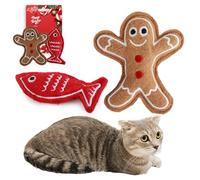 ALL FOR PAWS Cat Enticing Cat Christmas Toys with Crinkle Sound, Catnip-Filled Gingerbread Man & Fish Designs, 2-Pack Sets for Play, Bite and Chew Training