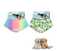 ALL FOR PAWS Cooling Bandana for Dogs, 2 Pack Dog Cooling Neck Wrap, Ice Dog Bandanas for Small Dogs, Cooling Scarf for Dogs, Blue Neck Cooler for Dogs(S, Neck Girth 11.8-14.4 Inch)