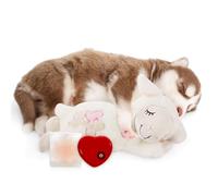 ALL FOR PAWS Heartbeat Dog Toy for Puppy, Dog Plush Toy with Heartbeat Snuggle Sheep for Separation Anxiety Relief Behavioral aid for Pets(White Sheep with Heartbeat + Warm Bag)
