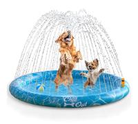 ALL FOR PAWS Outdoor Large Dog Splash Pad, 150CM Garden Sprinkler Mat, 0.58mm Thickened Splash Sprinkler Pad, Adjustable Spray Height Summer Outdoor Water Toys for Dog