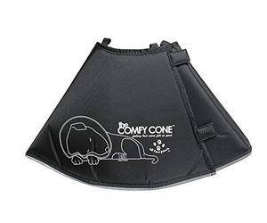 All Four Paws The Original Comfy Cone, Soft Pet Recovery Collar with Removable Stays, Small-Long, Black