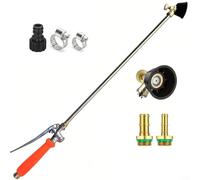 All Garden Hose Sprayer Wand with Adjustable Nozzle, Stainless Steel Replacement for 1/4" and 3/8" Brass Barb Fittings, Lockable Handle for Mist to Stream Watering(67cm)