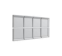All Glass Modern 8 Panel Tray Design Wall Mirror 212 x 106 CM 8ft1 x 3ft6