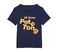 All Gone Pete Tong Yellow Wonky Text T-Shirt, Women's Plus, Navy Blue, 2X