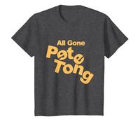 All Gone Pete Tong Yellow Wonky Text T-Shirt, Youth, Dark Heather Grey, Large