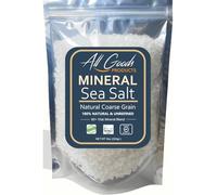 All Goods Products Mineral Coarse Grain Sea Salt, 8 oz Natural Salt from Mexico, Unrefined, Hand-Harvested, Loaded With 72+ Essential Minerals, Kosher, 30% Low Sodium.