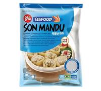 All groo Ready Meals Sides | Korean Dumpling for Stem | Fully Cooked Quick and Easy Meal Ideas | Authentic Korean Flavor Frozen Food | Halal Certified (Seafood Son Mandu (Handmade Dumpling), 2 Pack)
