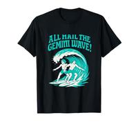 All Hail the Gemini Wave Astrology Zodiac Surfing Design T-Shirt