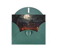 All Hallows' Eve Dark Green Patterns greeting card 6x4 inches with envelope, covering birthdays, weddings and other occasions