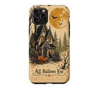 All Hallows Eve Haunted House Black Cat Pumpkin Moon Vintage Case for iPhone 11 Pro