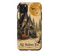 All Hallows Eve Haunted House Black Cat Pumpkin Moon Vintage Case for iPhone 11 Pro Max