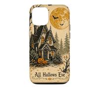 All Hallows Eve Haunted House Black Cat Pumpkin Moon Vintage Case for iPhone 12/12 Pro
