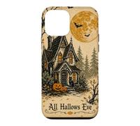All Hallows Eve Haunted House Black Cat Pumpkin Moon Vintage Case for iPhone 12 mini