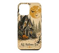All Hallows Eve Haunted House Black Cat Pumpkin Moon Vintage Case for iPhone 12 Pro Max